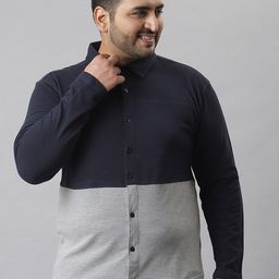 Instafab Plus Men Plus Size Classic Colourblocked Cotton Casual Shirt-5