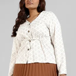 Instafab Plus Size Geometric Print Shirt Style Top-26
