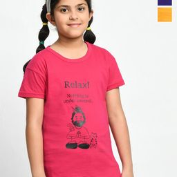 BAESD Girls Pack of 3 Typography Printed Cotton T-shirts-picture-33