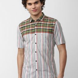 Peter England Casuals Men Slim Fit Multi Stripes Striped Cotton Casual Shirt-image-10