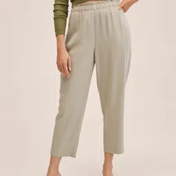 MANGO Women Beige Solid Culottes-image-79