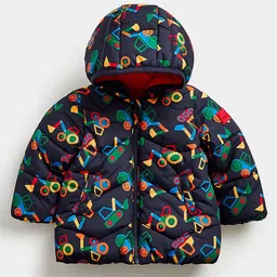 mothercare Boys Geometric Print Fleece Lined Padded Jacket-51