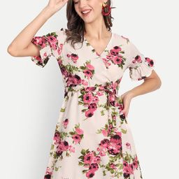 D 'VESH Off White & Pink Floral Mini Dress-image-17