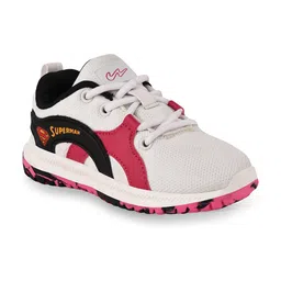 Campus Kids Off White & Pink Mesh Running Shoes-32