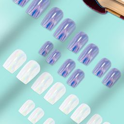 PRIVIU Set Of 24 Metallic Duochrome Stick On Nails-10