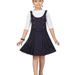 Aarika Girls White Solid Pinafore Dress With Tshirt-image-87
