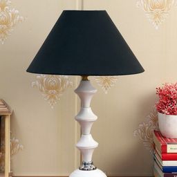 Foziq White & Black Textured Table Lamps With Shade-17