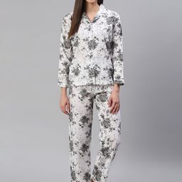 Cation Women White & Grey Printed Night suit-image-18