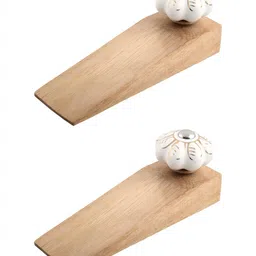 Indianshelf Brown & White 2 Pieces Wood Door Holder to Keep Door Open-image-49