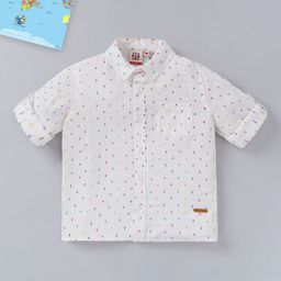 Ed-a-Mamma Boys White Printed Casual Shirt-48