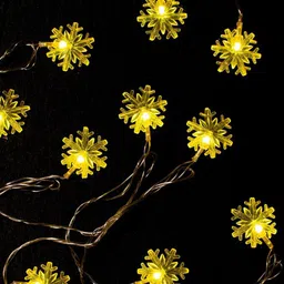 Glimmer Lightings Yellow Snowflake String Lights-50