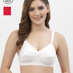 Floret White & Red Pack of 2 Full Coverage Cotton Bra-22