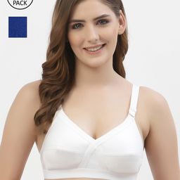 Floret White & Blue Bra Pack of 2-image-50
