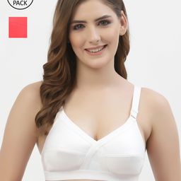 Floret White & Red Pack of 2 Non-Wired Non-Padded Everyday Bras-56