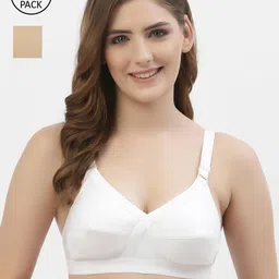 Floret Women Pack Of 2 White & Nude-Coloured Bra-24