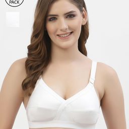 Floret White Pack Of 2 Non Padded Everyday Bra Crossfit_White-White_42B-49