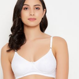 Clovia White Non wired Non- Padded T-Shirt Bra-image-1
