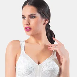 Dazzle White Embroidered Satin Minimizer Bra-image-87