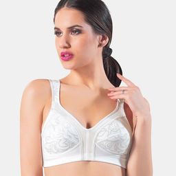 Dazzle White Embroidered Satin Bra-27