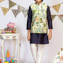 PS KIDS BY PAYAL SINGHAL Boys Regular Chanderi Silk Kurta with Churidar-39