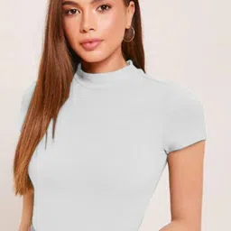 Dream Beauty Fashion High Neck Short Sleeves Fitted Top-picture-44