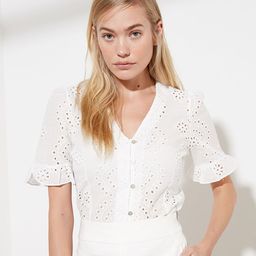 Trendyol Off White Self Design Schiffli Top-37