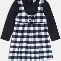 MINI KLUB Girls Checked Pure Cotton Top With Pinafore-image-22
