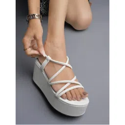 Shoetopia Multi Straps Casual White Flatforms For Women And Girls-picture-15