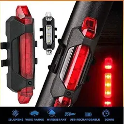 fitness scout USB Rechargeable Bike LED Headlight & Tail light Set Combo LED Front Rear Light LED Front Rear Light Combo image 3