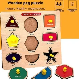 shreevi Shape Puzzles Learning Toys Sorting Blocks Board Game Pegboard Puzzle Wooden image 4