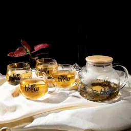 Pack of 5 Borosilicate Glass Skyline Teapot set of 4 cup 1 Tea Pot, Teapots for Green Tea and Cups, 1100ml-image-44