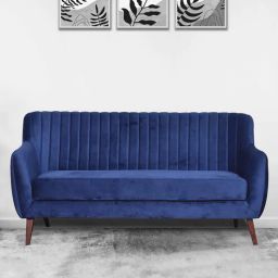 mintwud from pepperfry Elza Velvet 3 Seater Sofa in Navy Blue Colour-picture-8