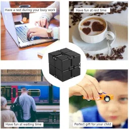 tru toys Infinity Cube Fidget Toy Stress & Anxiety Relief Handheld Relaxing Cube, Black image 3