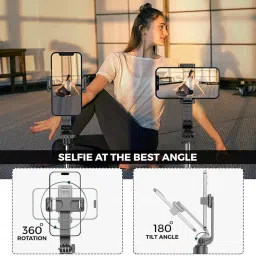 Clairbell BW2_R1S Bluetooth Selfie Sticks with Remote and Selfie Light Single Gimbal for Mobile image 4
