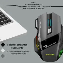 ENTWINO GW-X7- GREY WIRELSS GAMING MOUSE Wireless Right Handed Optical Gaming Mouse with Bluetooth-36