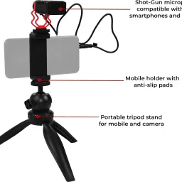 Xtreme Acoustics XA-SGM02-C Portable vlogging kit with tripod stand mobile holder and microphone for DSLR's, Mobile Camera, Smartphone, Photography, Video Recording, Youtuber Tripod Kit Tripod Kit image 5