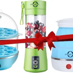 Silicon kettle(600ml) and Portable USB Juicer (380ml) and Double Decker Egg Cooker-36