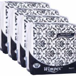 Velvet Soft 2 Ply Ultra Soft Designer Paper Napkins - Set of 4 packs with 50 Serviettes each (Total 200 Serviettes) for Get Together, Daily Office and school use - 33 * 33cm (BLACK PRINTED) Multicolor Paper Napkins-17