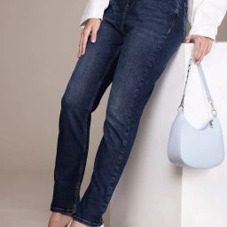 Women Slim Mid Rise Blue Jeans-image-69
