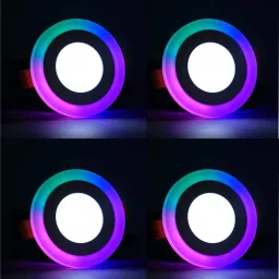 LED Ceiling Panel Light 6 Watt (3+3) Fan Box Light, Dual 3D Color RGB & White, 4 Junction Box Ceiling Lamp-24