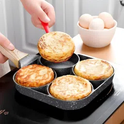 oxmeza Multi Purpose 4 Hole Non Stick Egg Frying pan with Detachable Handle Fry Pan 15 cm diameter 1 L capacity image 5