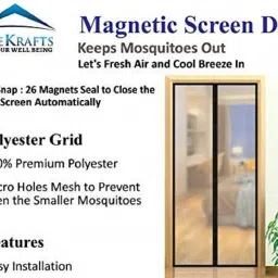 lifekrafts Magnetic Mosquito Net Door Net Screen Curtain, 210cm Height x 120cm width -Beige Colour. Insect Net image 4
