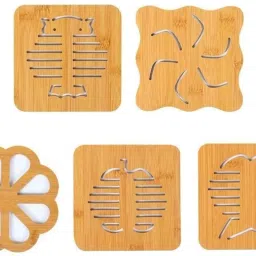 Wood Hot Pads Pot Holders, Insulated Non Slip Trivet Mat Set for Kitchen, Teapot Trivet, Baking, Cooking (Big) Wood Trivet-28