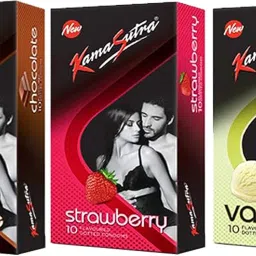 Chocolate, Strawberry And Vanilla Flavoured Dotted Condom-15