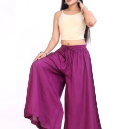 Women Comfort Fit Purple Viscose Rayon Trousers-image-4
