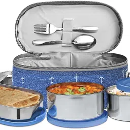 Corporate Stainless Steel ,(2 x 280 ml, 472 ml),Blue 3 Containers Lunch Box-19