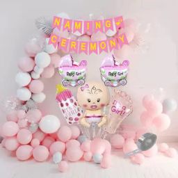 Solid Naming Ceremony Decoration Set for baby Girl Balloon-image-46
