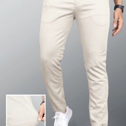 Men Relaxed Cream Linen Blend Trousers-image-61