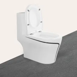 lurexa Wsc 9901 Premium Quality White commode with Black Finishing Line With Seat Cover and Round Flush Button Western Commode image 2