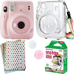 FUJIFILM instax mini 11 Instax Mini 11 Blush Pink with Transparent Case, 10x1 Film and 20 Stickers Instant Camera-image-16